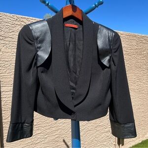 Alice + Olivia Black Blazer with Leather Details